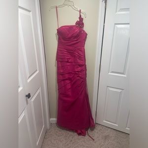 Night Moves Fuscia One Shoulder Prom Dress